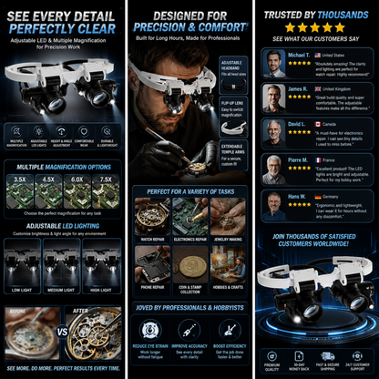🛠️🔍 Nie wieder müde Augen und schlechte Beleuchtung! Die ultimative 25-fache Vergrößerungsbrille mit einstellbarer Dual-LED-Beleuchtung zeigt Uhren, Schmuck und Elektronik gestochen scharf.