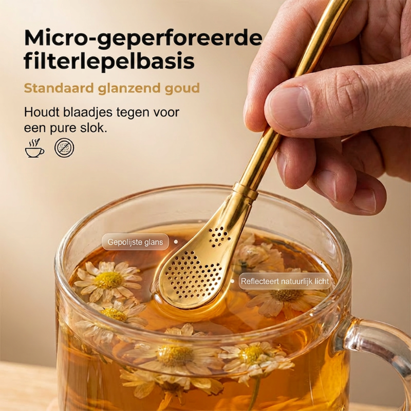 2-in-1-Teefilter, Löffel und Strohhalm