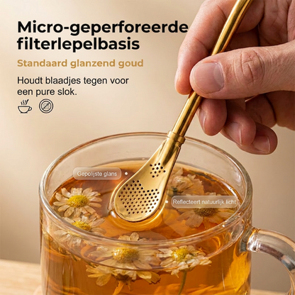 2-in-1-Teefilter, Löffel und Strohhalm