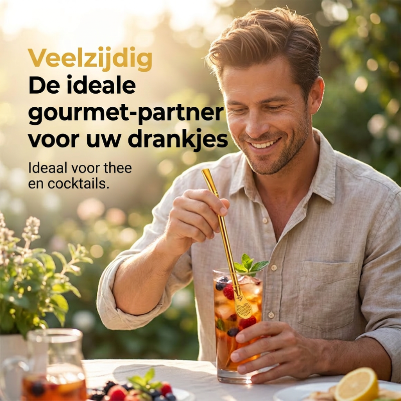 2-in-1-Teefilter, Löffel und Strohhalm