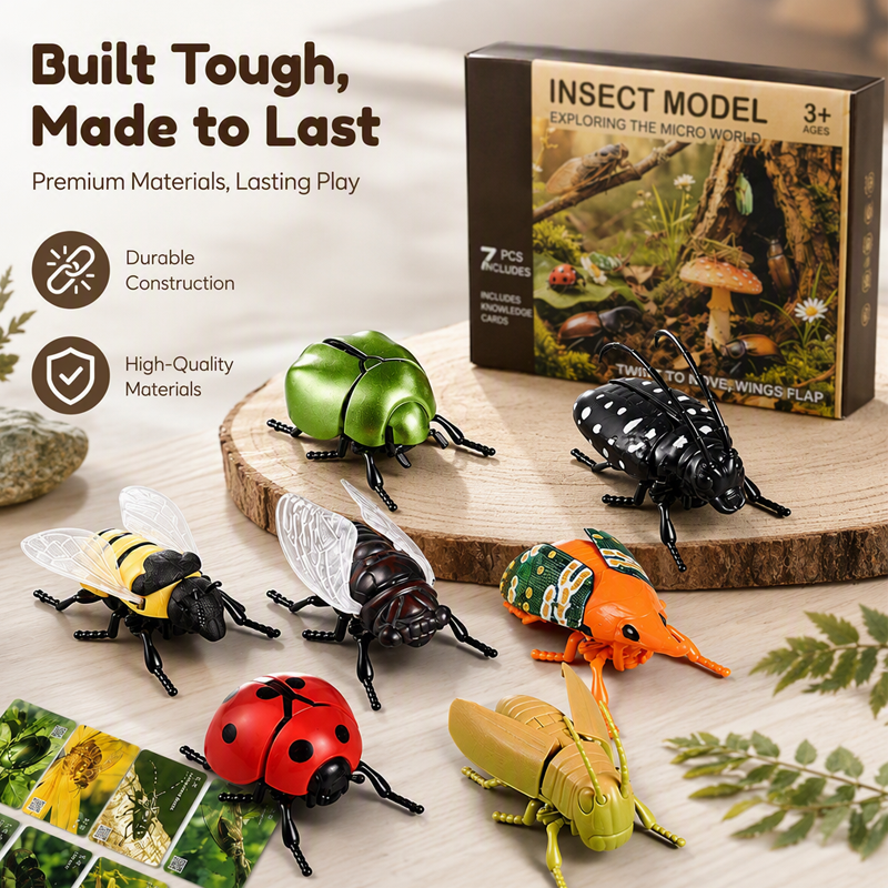 Aufziehbares Insekten-Simulationsspielzeug-Set mit Lernkarten