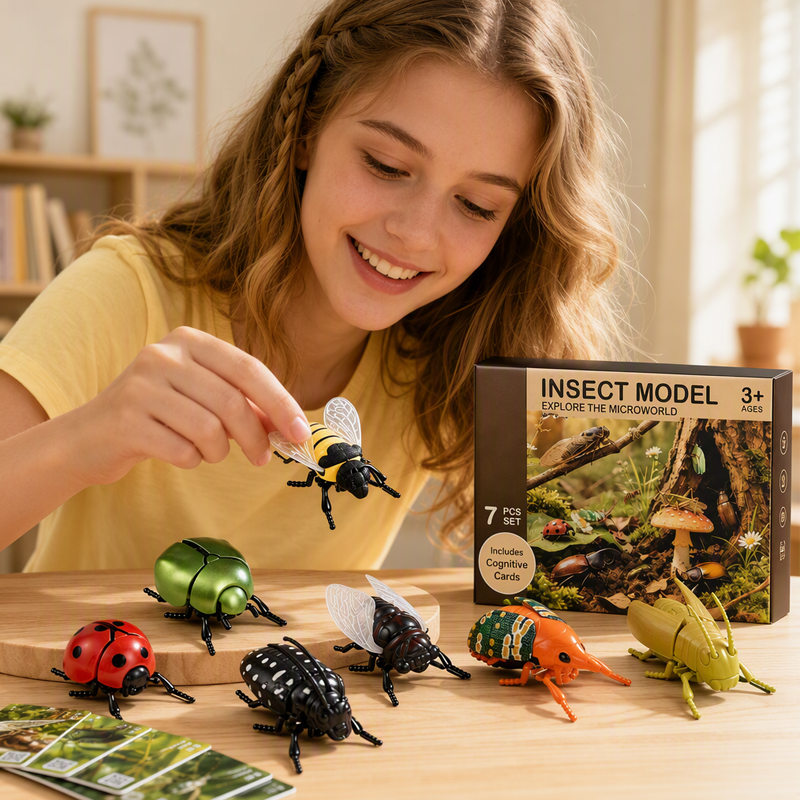 Aufziehbares Insekten-Simulationsspielzeug-Set mit Lernkarten