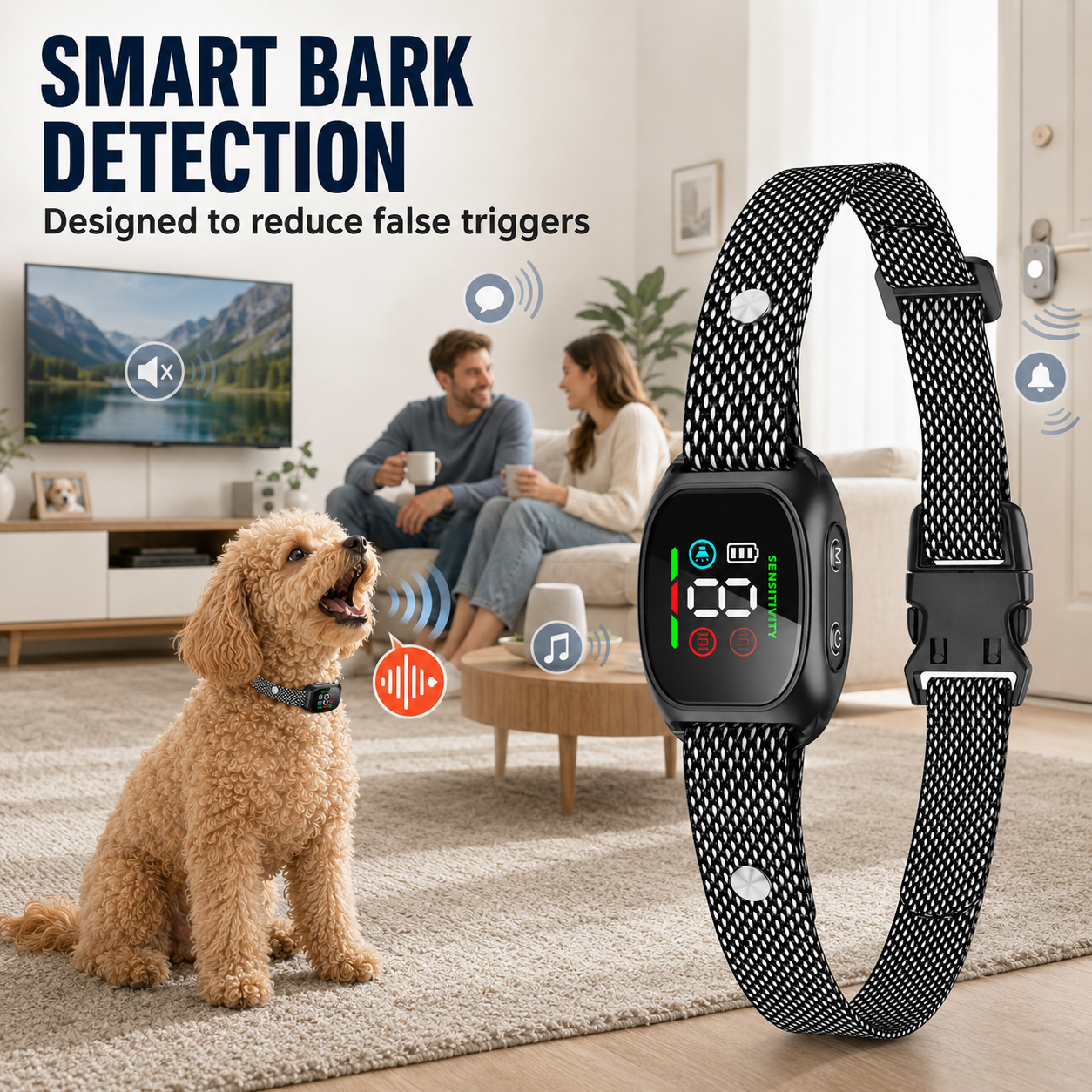 Intelligentes Antibellhalsband für Hunde