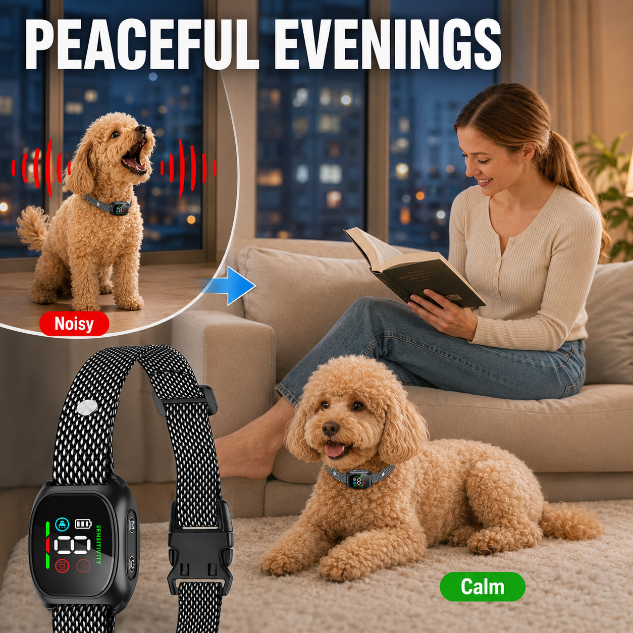 Intelligentes Antibellhalsband für Hunde