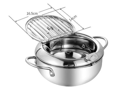 🍳🌡️ Fritierkessel mit Temperaturregelung – Edelstahl 304 Fritierkorb mit Öl-Ablaufsystem | Premium Qualität
