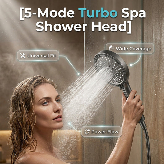 💦 Regendusche mit einstellbarem Wasserdurchfluss und Hochdruckfunktion – Turbogeladener Wasserdruck, 6 Strahlarten und breite Abdeckung. Universeller G1/2″-Anschluss – einfache Selbstmontage in wenigen Minuten! 🛁✨