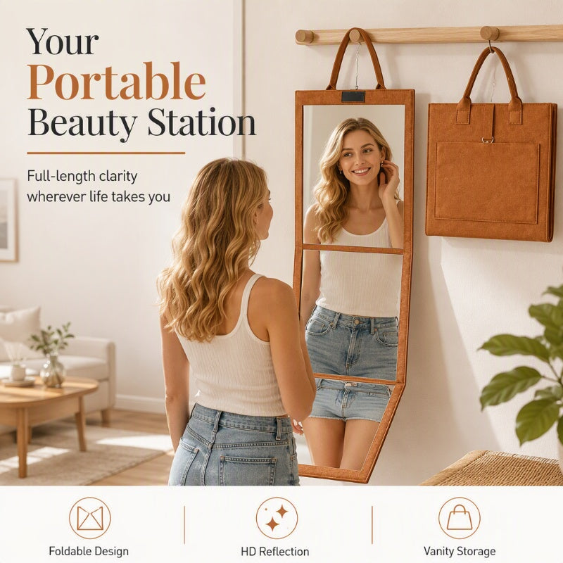 🥳NEU EINGETROFFEN 2026🥳💞ÜBER 50.000 VERKAUFT!🪞✨ Tragbarer, faltbarer Ganzkörperspiegel – leicht und faltbar, kristallklare Spiegelung, platzsparend, perfekt für Schlafzimmer, Wohnung und Reisen ✨
