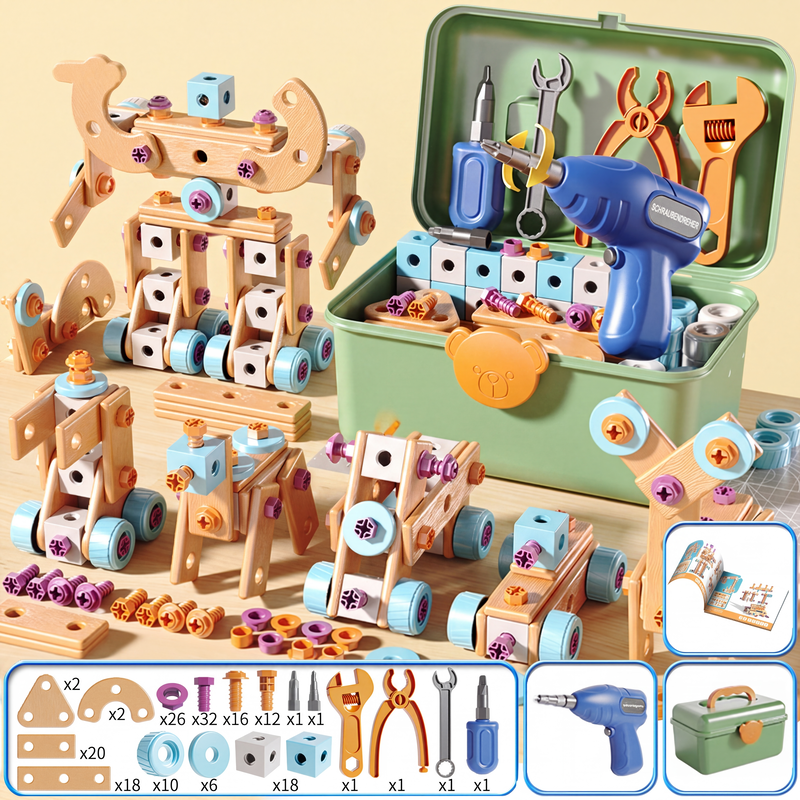 🧰 50 % RABATT⏰ Kinder DIY Werkzeugset, fördert handwerkliche Fähigkeiten🧩