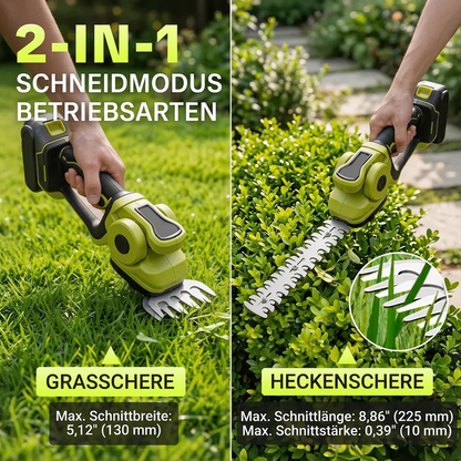 ✂️🌿 Neu & 2-in-1! 2-in-1 Akku-Heckenschere & Grasschere – Kabellos, leicht & werkzeugloser Klingenwechsel – Saubere Rasenkanten plus formschöner Heckenschnitt – Ideal für Buchs, Lavendel, Ziersträucher & Gartenpflege ✨