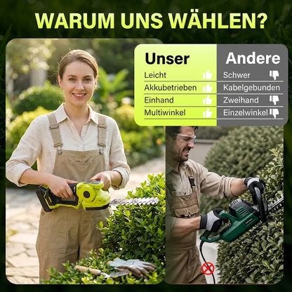 ✂️🌿 Neu & 2-in-1! 2-in-1 Akku-Heckenschere & Grasschere – Kabellos, leicht & werkzeugloser Klingenwechsel – Saubere Rasenkanten plus formschöner Heckenschnitt – Ideal für Buchs, Lavendel, Ziersträucher & Gartenpflege ✨
