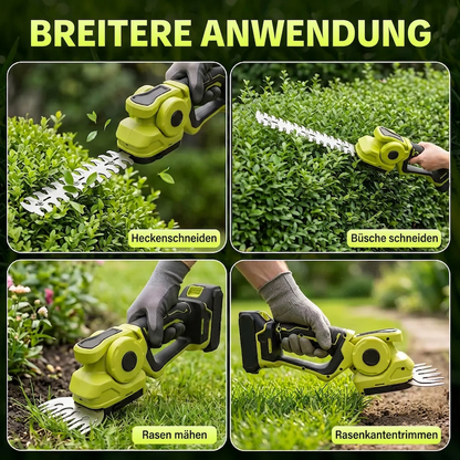 ✂️🌿 Neu & 2-in-1! 2-in-1 Akku-Heckenschere & Grasschere – Kabellos, leicht & werkzeugloser Klingenwechsel – Saubere Rasenkanten plus formschöner Heckenschnitt – Ideal für Buchs, Lavendel, Ziersträucher & Gartenpflege ✨