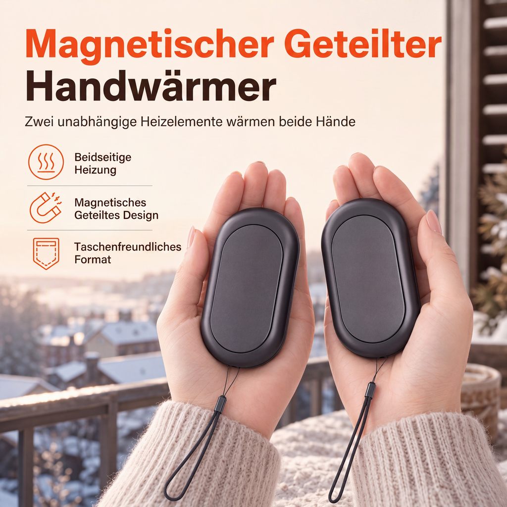 📢⏰Magnetischer, teilbarer 2-in-1 wiederaufladbarer Handwärmer – Mini tragbarer USB-Elektro-Handwärmer