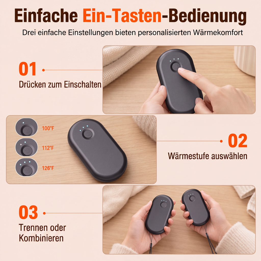 📢⏰Magnetischer, teilbarer 2-in-1 wiederaufladbarer Handwärmer – Mini tragbarer USB-Elektro-Handwärmer