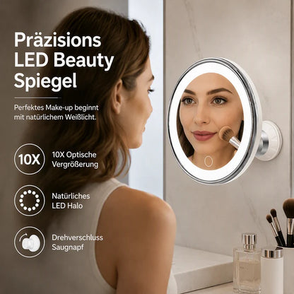 💄 LED Kosmetikspiegel mit 10-facher Vergrößerung – Saugnapf, 360° drehbar & faltbar, für Bad & Make-up