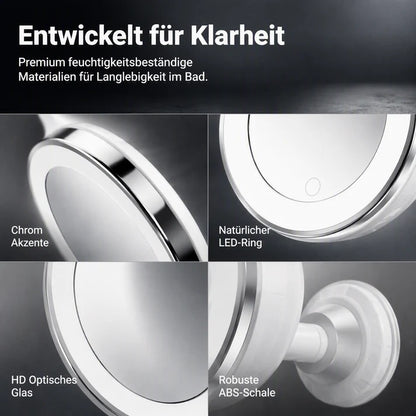 💄 LED Kosmetikspiegel mit 10-facher Vergrößerung – Saugnapf, 360° drehbar & faltbar, für Bad & Make-up