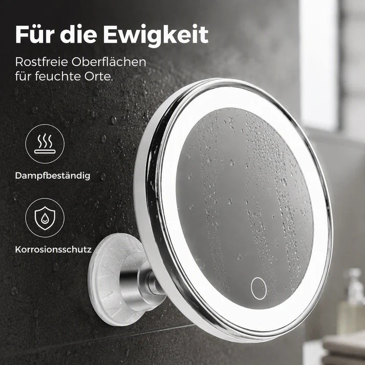 💄 LED Kosmetikspiegel mit 10-facher Vergrößerung – Saugnapf, 360° drehbar & faltbar, für Bad & Make-up