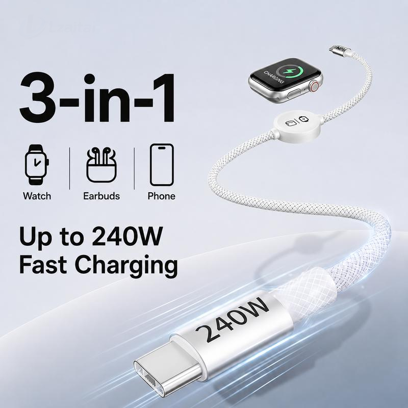 📱⌚ Schnellladekabel für mehrere Geräte – Aufsteckbares Ladegerät für die Watch & USB-C-Stromversorgung