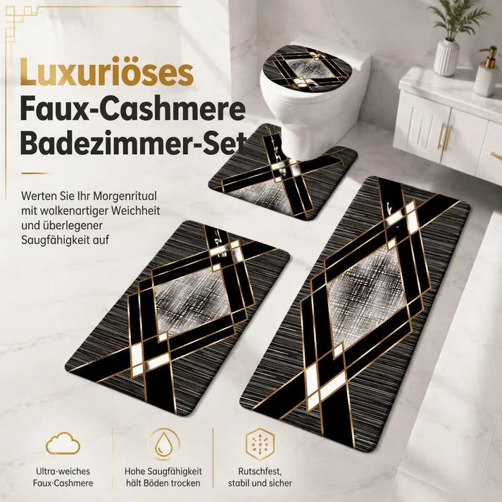 🛁 4-teiliges Badezimmer-Teppichset aus Mikrofaser – stark saugfähig, rutschfest & waschbar, weich wie Kaschmir