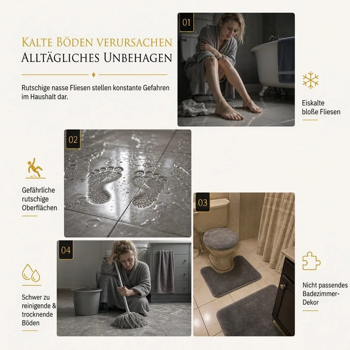 🛁 4-teiliges Badezimmer-Teppichset aus Mikrofaser – stark saugfähig, rutschfest & waschbar, weich wie Kaschmir