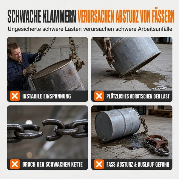 🛢️✨Stabile Hebezange für Ölfässer – Hebevorrichtung für Gabelstapler und Kräne zum Heben von Stahl- und Metallfässern, robustes und sicheres Heben💥