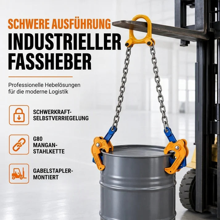 🛢️✨Stabile Hebezange für Ölfässer – Hebevorrichtung für Gabelstapler und Kräne zum Heben von Stahl- und Metallfässern, robustes und sicheres Heben💥