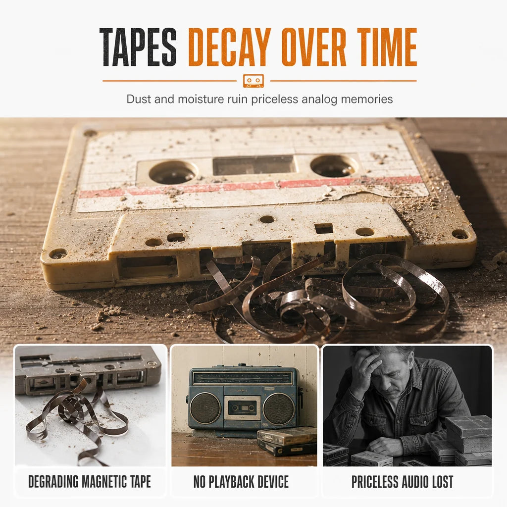 📼 🎵 Klassischer Kassettenspieler im transparenten Retro-Design – Nostalgie pur, Kassetten zu MP3, USB-C