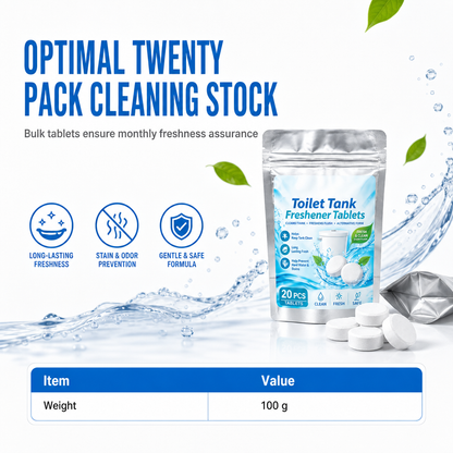 🥳20er-Pack Toilettenspülkasten-Erfrischungstabletten – die sprudelnde Wirkung bekämpft Gerüche, die langsame Freisetzung sorgt für dauerhafte Reinigung. Schonend für die Rohrleitungen! 🧼✅