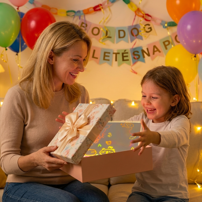 🖍️ ✨ Leuchtende Kinder-Maltafel – sanfte LED, wiederverwendbar, auch als Nachtlicht 💡