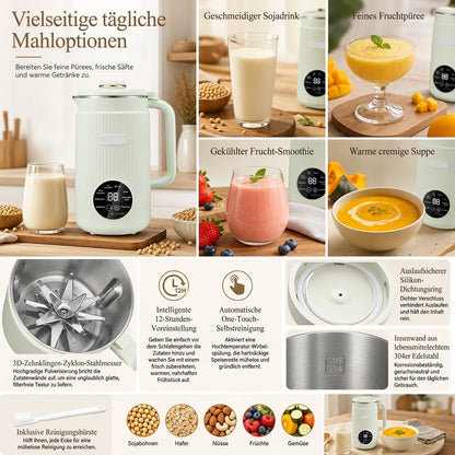 🥛 JETZT 50% RABATT! 🌿 Automatischer Sojamilchbereiter & Mixer – 1500 ml, Filterfrei, 10 Klingen & 304 Edelstahl – Multifunktional für 4-5 Personen ⚡