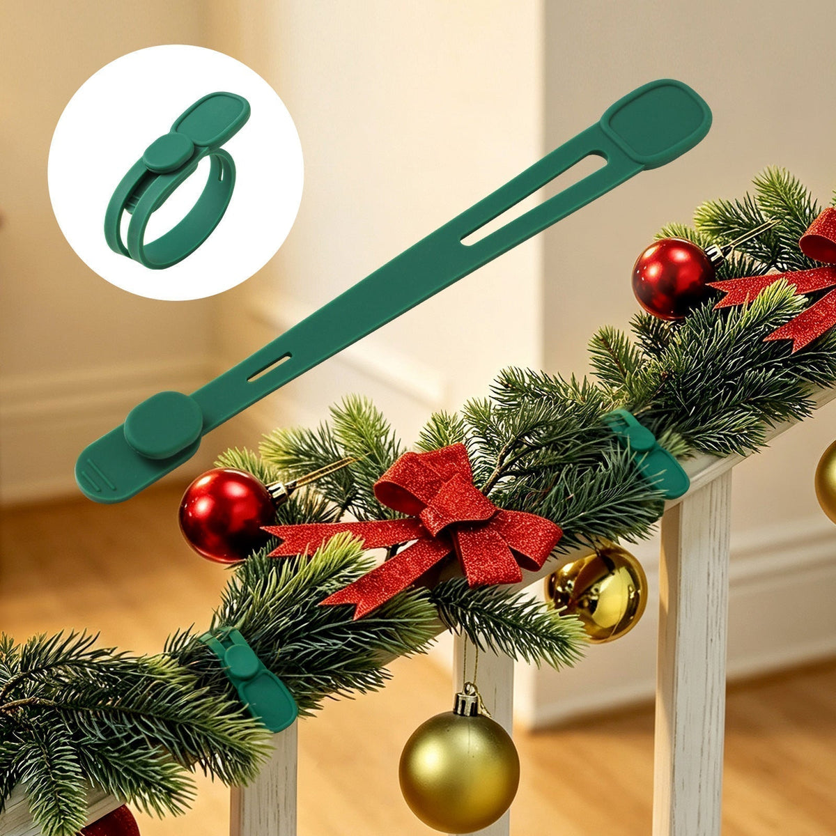 ⏰ Silikon-Weihnachtskranzbänder und -Haken (5 Stück) – Befestigen Sie Ihre Kränze und Girlanden ganz einfach🎅