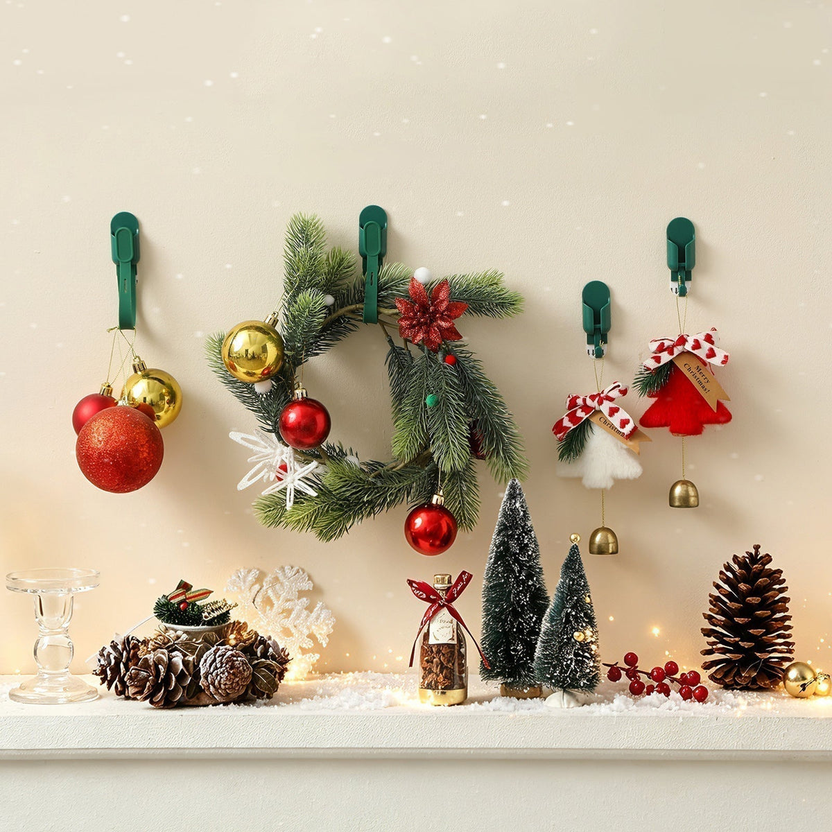 ⏰ Silikon-Weihnachtskranzbänder und -Haken (5 Stück) – Befestigen Sie Ihre Kränze und Girlanden ganz einfach🎅
