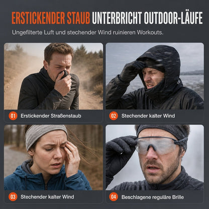 ⏰Staubdichte und winddichte Outdoor-Sport-Gesichtsmaske mit schützendem Sichtschutz und Atemfunktion für Laufen und Radfahren