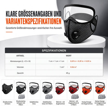 ⏰Staubdichte und winddichte Outdoor-Sport-Gesichtsmaske mit schützendem Sichtschutz und Atemfunktion für Laufen und Radfahren