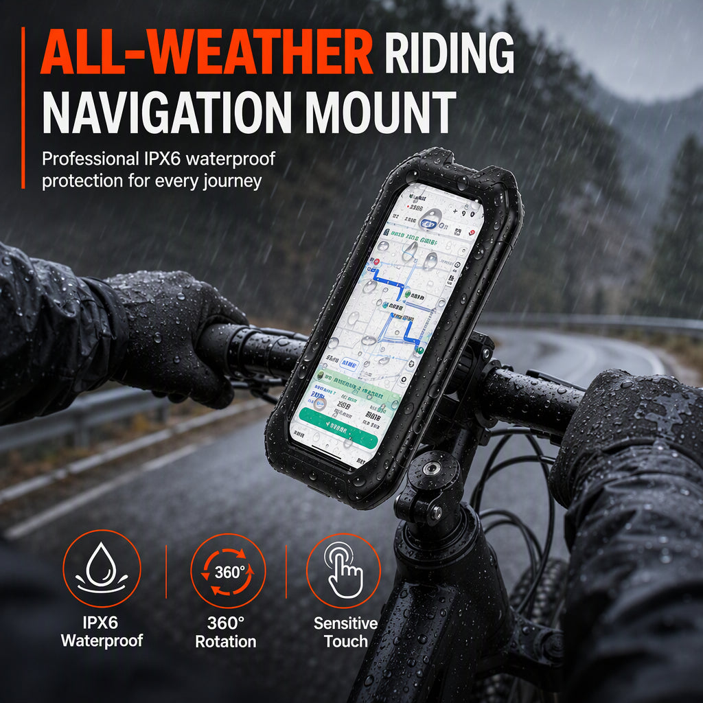 Wasserdichte Handyhalterung für Motorrad und Fahrrad mit Touchscreen und 360-Grad-Drehung