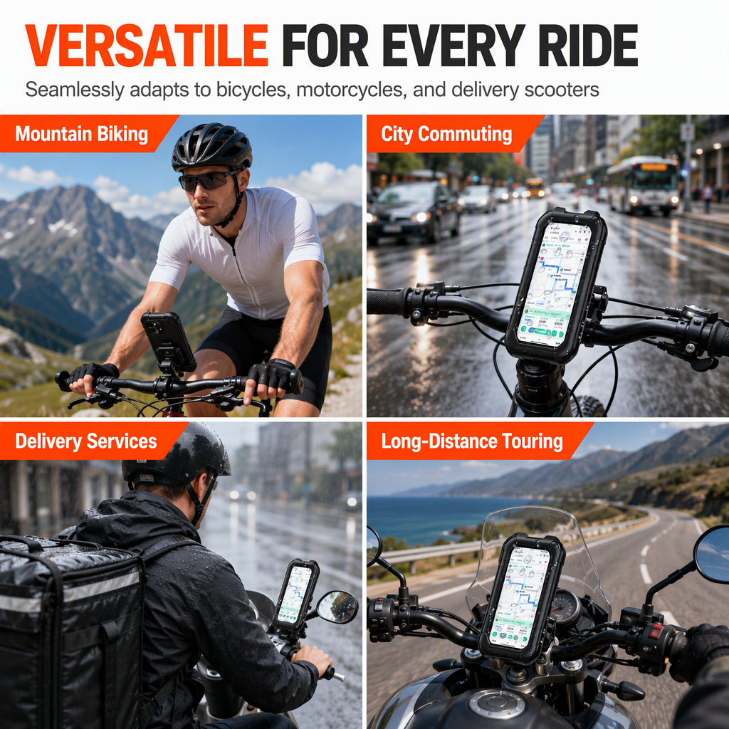 Wasserdichte Handyhalterung für Motorrad und Fahrrad mit Touchscreen und 360-Grad-Drehung