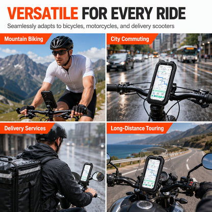 Wasserdichte Handyhalterung für Motorrad und Fahrrad mit Touchscreen und 360-Grad-Drehung