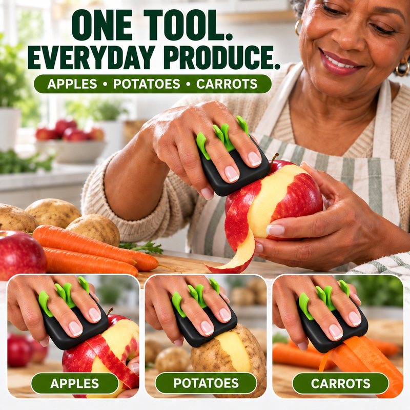 🥒Ergonomischer Zwei-Finger-Schäler für Obst und Gemüse