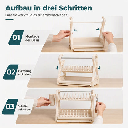 ✨Mehrschichtige Küchen-Abtropfgestell und Aufbewahrungsorganizer für Geschirr mit Stahlrahmen