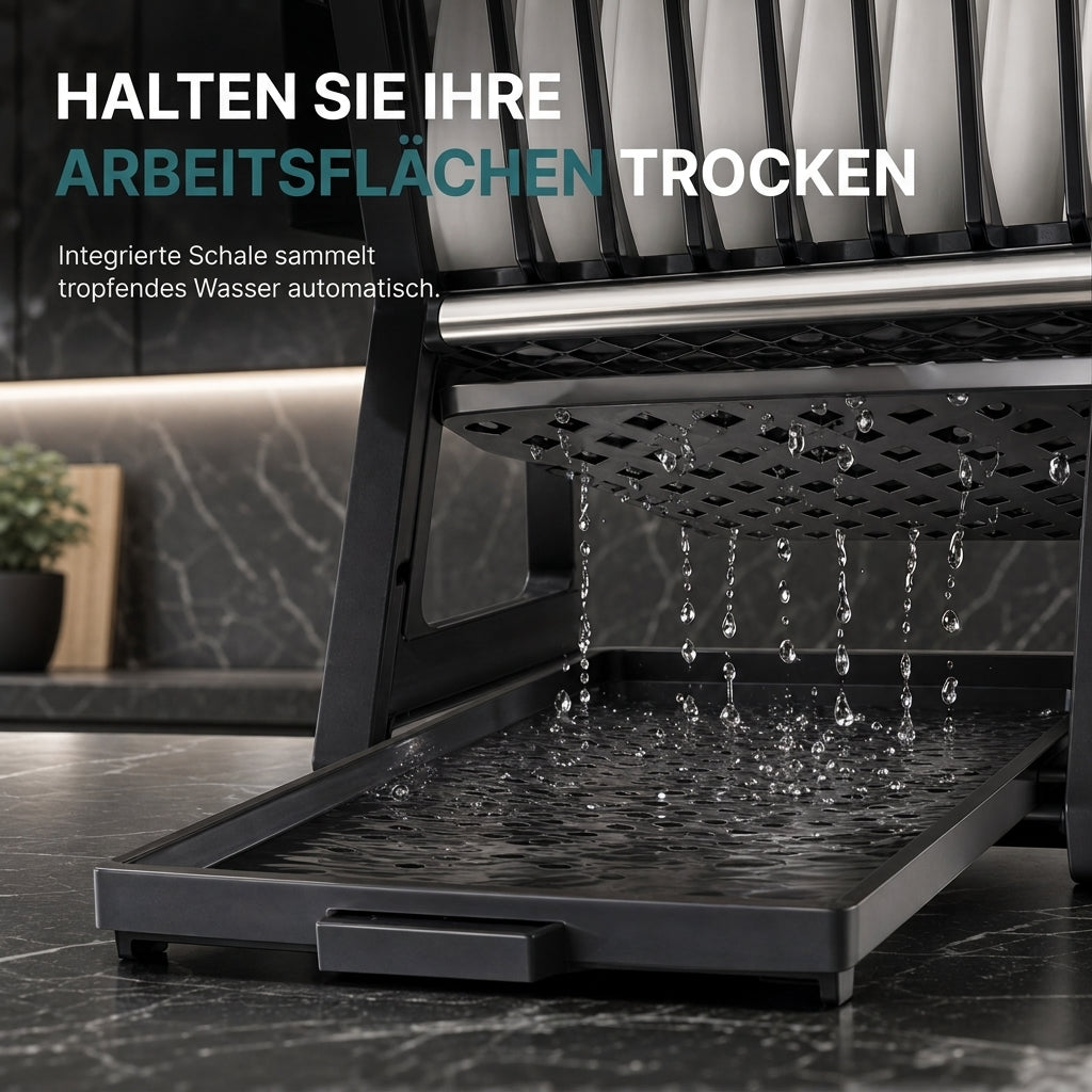 ✨Mehrschichtige Küchen-Abtropfgestell und Aufbewahrungsorganizer für Geschirr mit Stahlrahmen