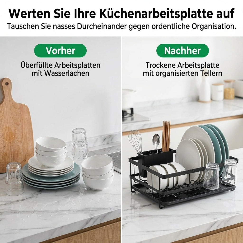 ✨Mehrschichtige Küchen-Abtropfgestell und Aufbewahrungsorganizer für Geschirr mit Stahlrahmen