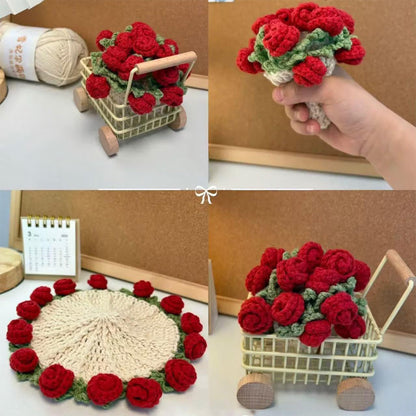 Handgefertigte Untersetzer aus Garn mit Blumenmuster