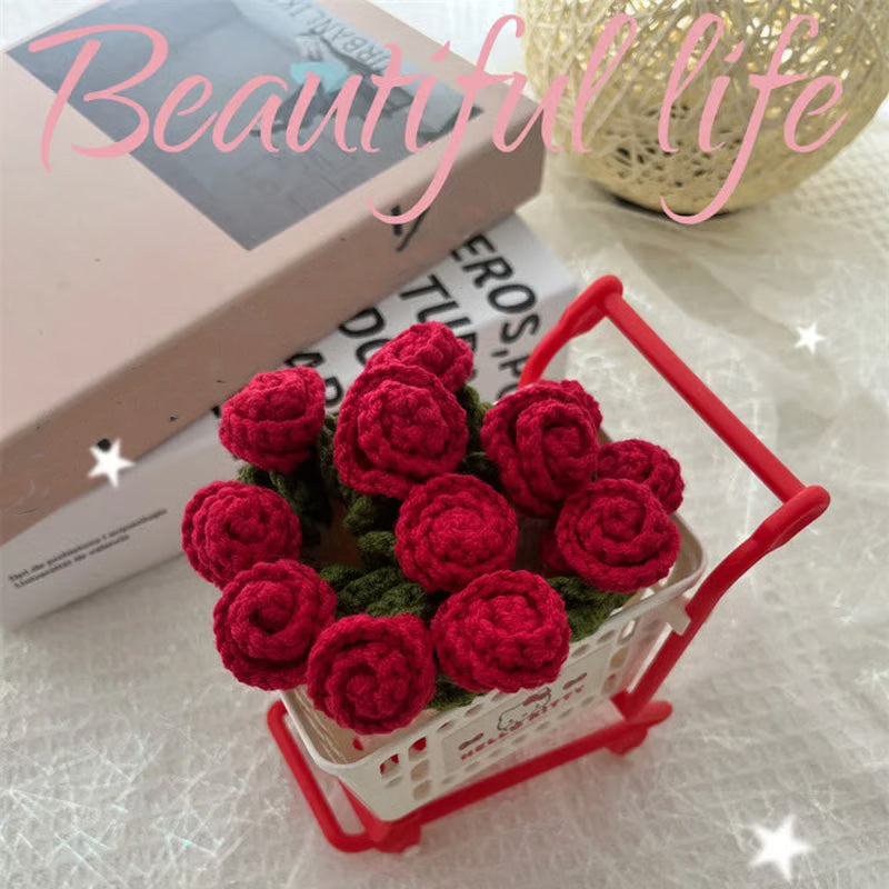 Handgefertigte Untersetzer aus Garn mit Blumenmuster