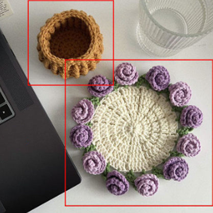 Handgefertigte Untersetzer aus Garn mit Blumenmuster