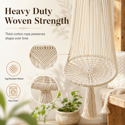 Hängende Katzenhängematte im Boho-Stil mit Quasten für den Innenbereich