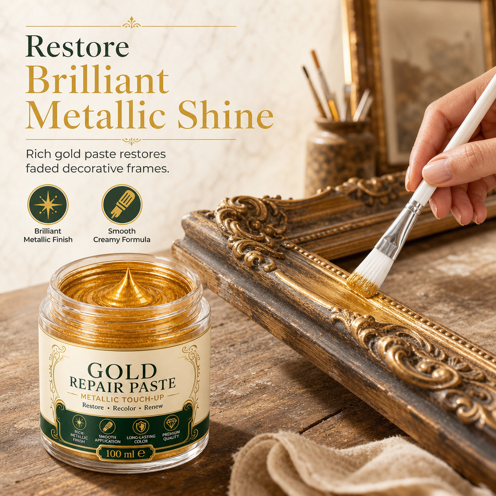 Kratzer & mattes Gold? – Gold-Metallic-Reparaturpaste mit Pinsel – einfach auftragen, auffrischen & wie neu aussehen lassen – ohne Profi-Werkzeug ✨🖌️