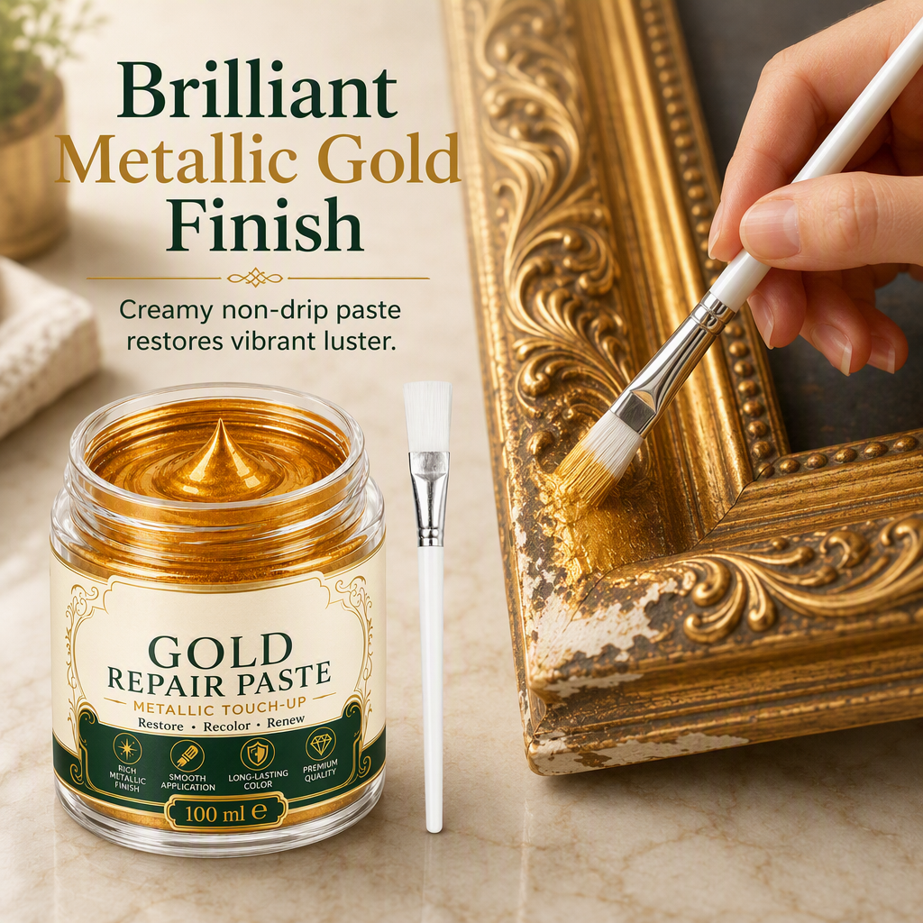 Kratzer & mattes Gold? – Gold-Metallic-Reparaturpaste mit Pinsel – einfach auftragen, auffrischen & wie neu aussehen lassen – ohne Profi-Werkzeug ✨🖌️