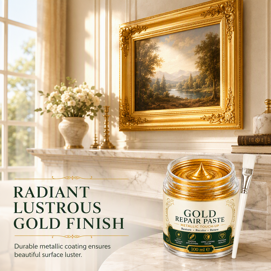 Kratzer & mattes Gold? – Gold-Metallic-Reparaturpaste mit Pinsel – einfach auftragen, auffrischen & wie neu aussehen lassen – ohne Profi-Werkzeug ✨🖌️