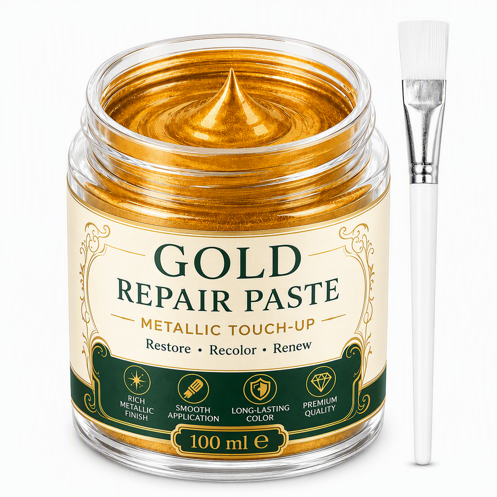 Kratzer & mattes Gold? – Gold-Metallic-Reparaturpaste mit Pinsel – einfach auftragen, auffrischen & wie neu aussehen lassen – ohne Profi-Werkzeug ✨🖌️