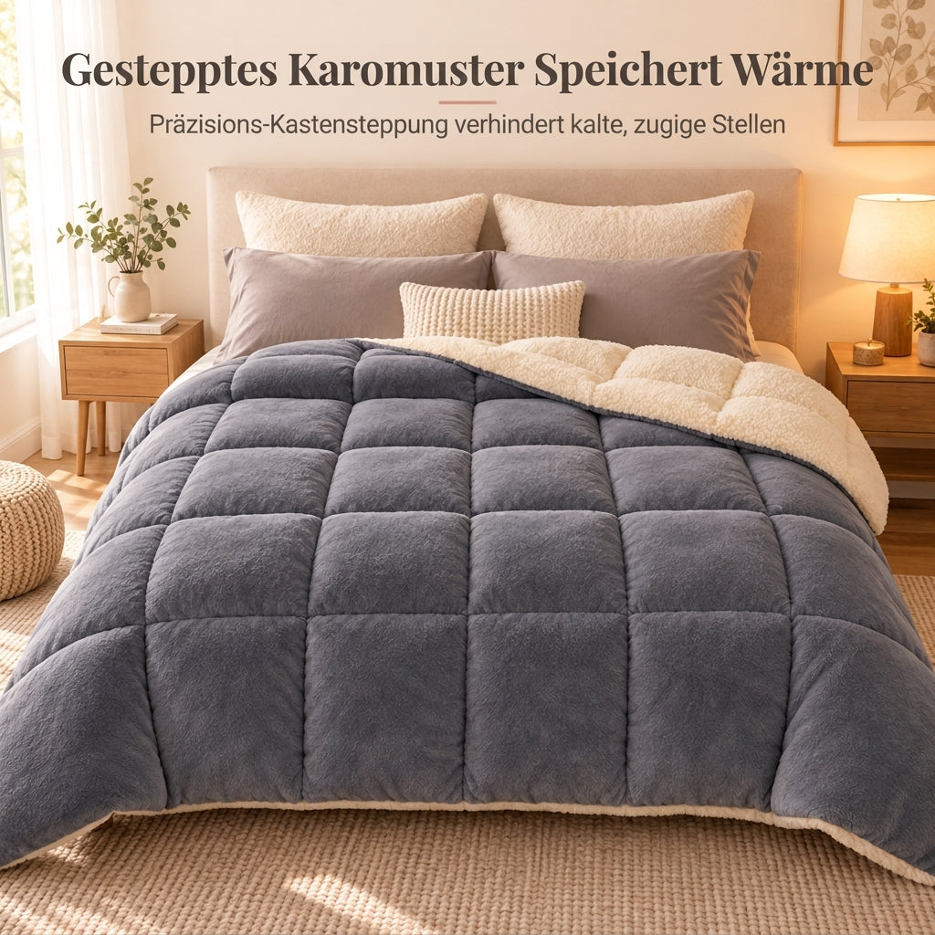🛏️  Dicke gesteppte Winterdecke aus Schneeflocken-Samt, kuschelig warm ❄️