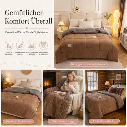 🛏️  Dicke gesteppte Winterdecke aus Schneeflocken-Samt, kuschelig warm ❄️